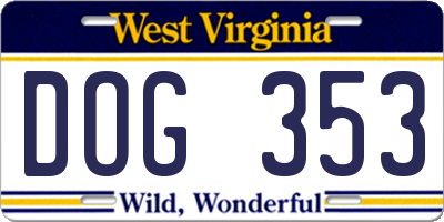 WV license plate DOG353