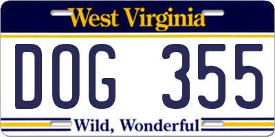 WV license plate DOG355