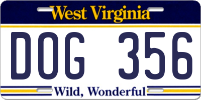 WV license plate DOG356