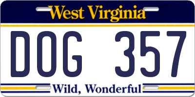 WV license plate DOG357