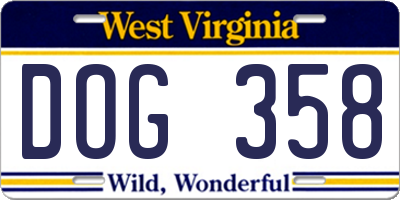 WV license plate DOG358