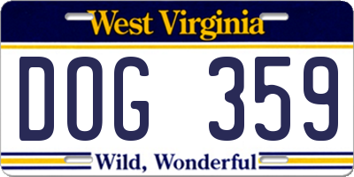 WV license plate DOG359