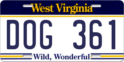 WV license plate DOG361