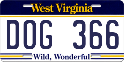 WV license plate DOG366