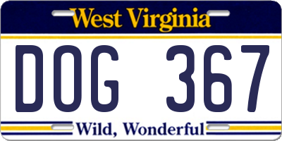 WV license plate DOG367