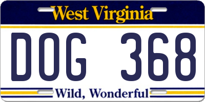 WV license plate DOG368