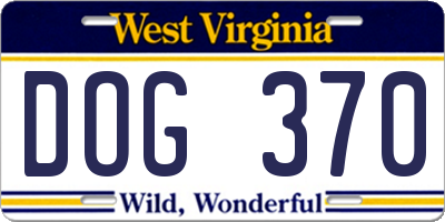 WV license plate DOG370