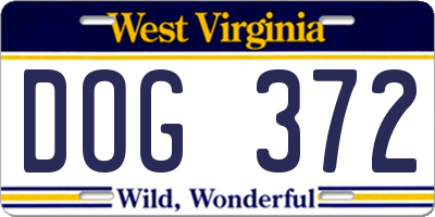 WV license plate DOG372