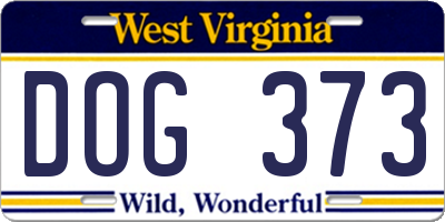 WV license plate DOG373