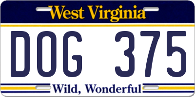 WV license plate DOG375
