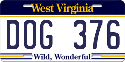 WV license plate DOG376