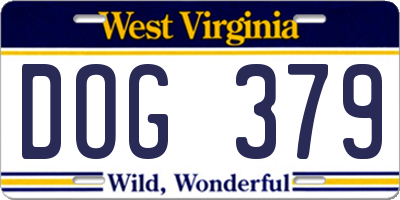 WV license plate DOG379