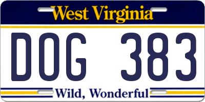 WV license plate DOG383