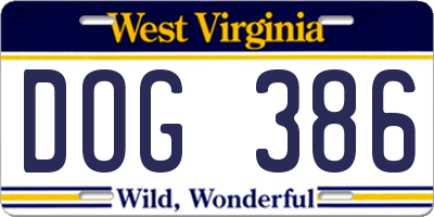 WV license plate DOG386