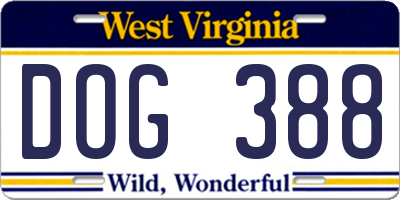WV license plate DOG388