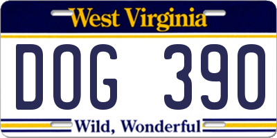 WV license plate DOG390