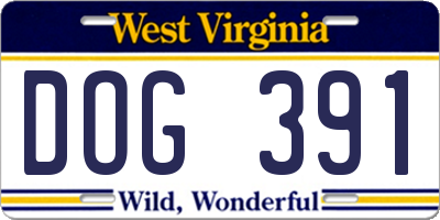 WV license plate DOG391