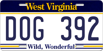 WV license plate DOG392