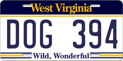 WV license plate DOG394