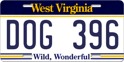 WV license plate DOG396