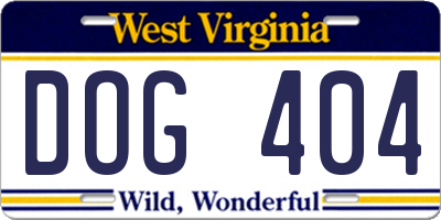 WV license plate DOG404