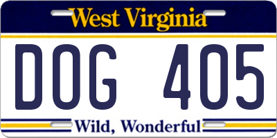 WV license plate DOG405