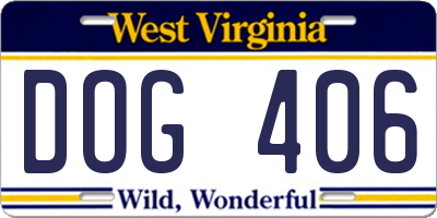 WV license plate DOG406