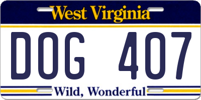 WV license plate DOG407