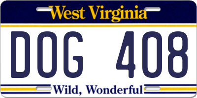 WV license plate DOG408