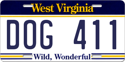 WV license plate DOG411