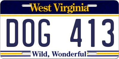 WV license plate DOG413