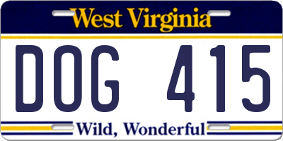 WV license plate DOG415