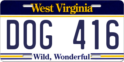 WV license plate DOG416