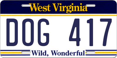 WV license plate DOG417