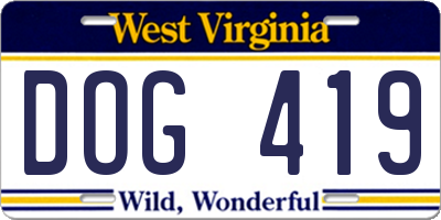 WV license plate DOG419