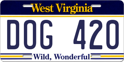 WV license plate DOG420