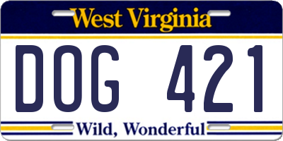 WV license plate DOG421