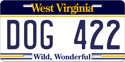 WV license plate DOG422