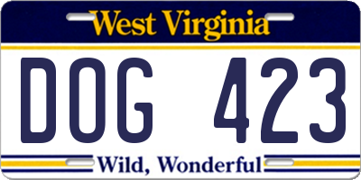 WV license plate DOG423
