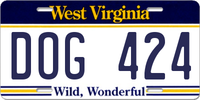 WV license plate DOG424