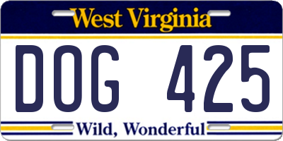WV license plate DOG425