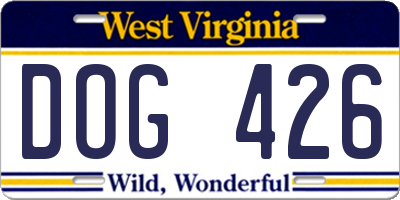 WV license plate DOG426