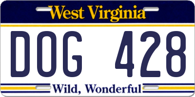 WV license plate DOG428