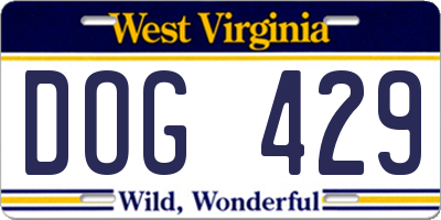 WV license plate DOG429