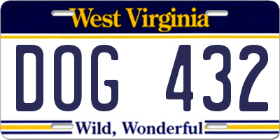 WV license plate DOG432