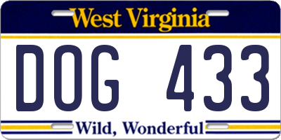 WV license plate DOG433