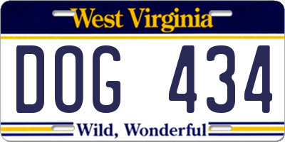 WV license plate DOG434