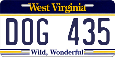 WV license plate DOG435
