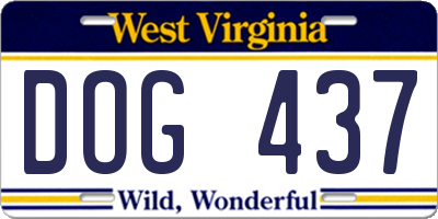 WV license plate DOG437