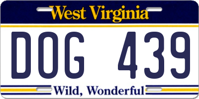 WV license plate DOG439